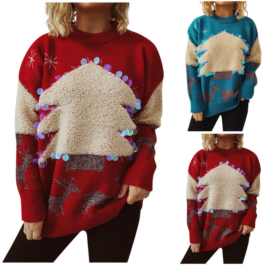 Women's Autumn/Winter Fashion Christmas Sweater Round Neck Long Seeve Sweater
