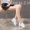 Summer New Women's Shoes Leather Shoes Fish Mouth Personality Heel Shoes Solid Color Trend Light Mouth Single Shoes
