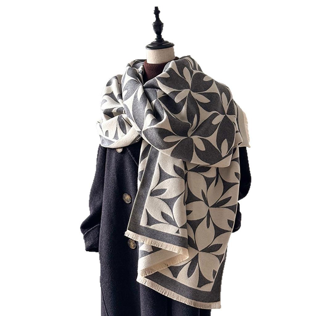 Trojúhelníkový kostkovaný šátek z imitace kašmíru pro ženy, dvojí použití, podzimní a zimní teplý studentský šátek k ochraně před chladem, šála