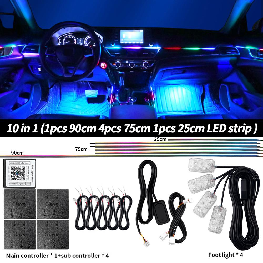 Car Accessories LED Ambient Light Interior Decoration Product Symphony Full Colors Streamer Hidden Acrylic Strip For BMW Toyota