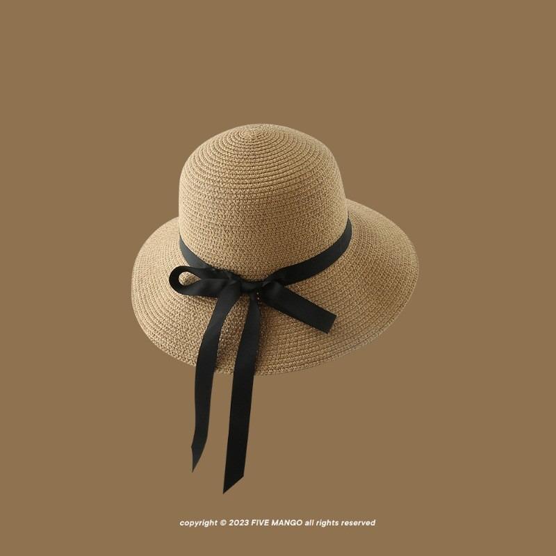 Straw Hat Women's Summer Beach Hat Sun Protection UV Protection Sun Hat Large Brim Straw Visor