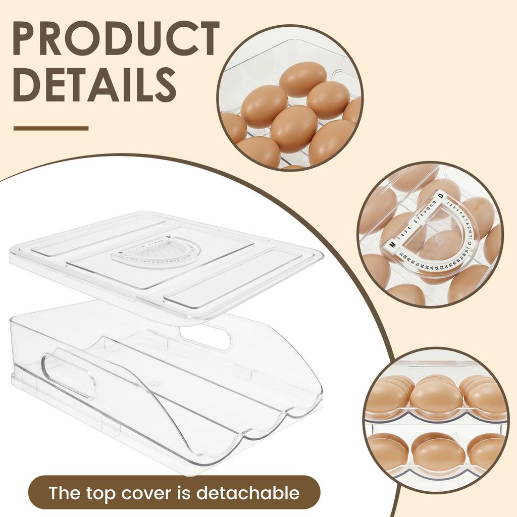 3 Tier Auto Rolling Egg Holder Kitchen Refrigerator Egg Storage Box Keep Fresh Stackable Household Countertop Organizer