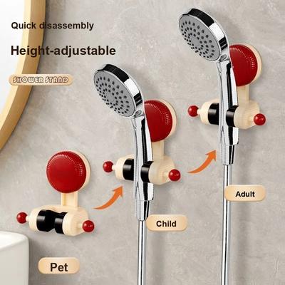 3 Pcs Portable Suction Cup Shower Head Holder, Adjustable No-Drill Base, Shower Head Support, Shower Nozzle Fixing Tool