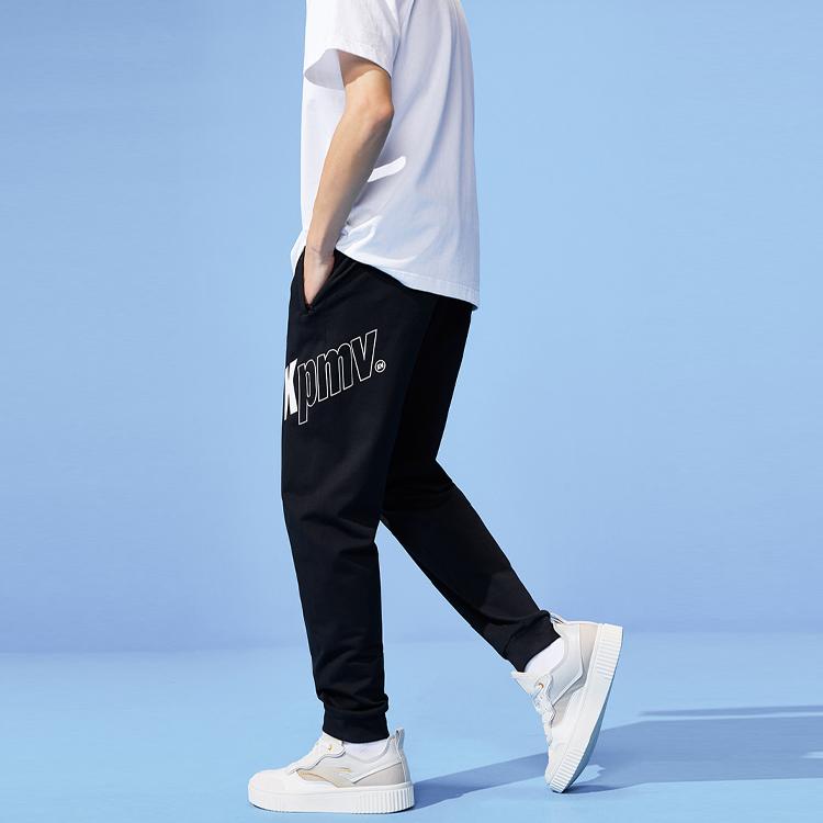 Anta Life Series Letter Print Loose Knit Cropped Sports Pants Men Bottoms Black 152128304-1