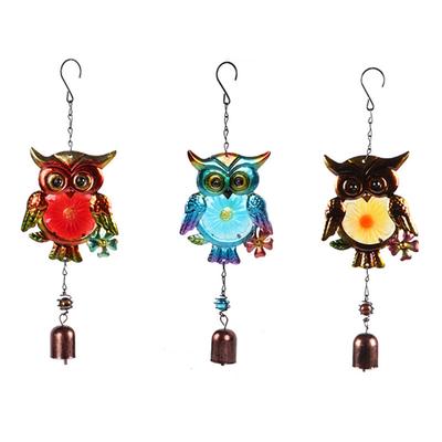 Craft Wind Bell Metal Glass Chimes Outdoor Animal Resonant Owl Hanging Garden