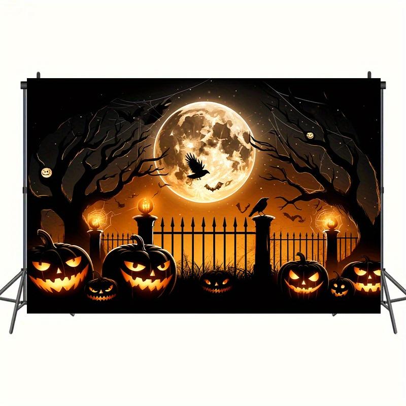 A polyester background cloth with a Halloween night theme suitable for indoor/outdoor decoration