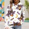 Women Plus Size Long Sleeve Drawstring Hoodie Cute Cartoon Bat Print White Kangaroo Pocket Pullover