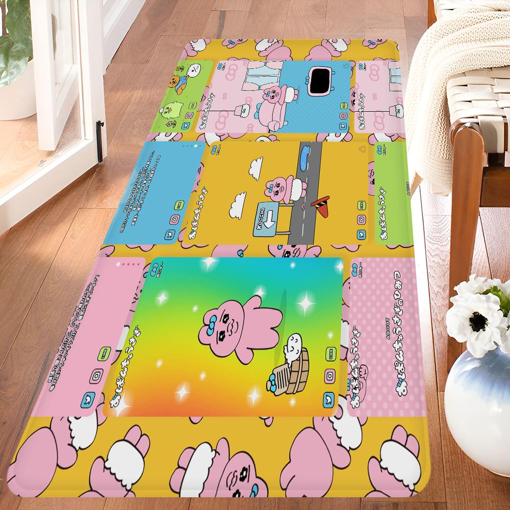 O-Opanchu U-Usagi Cartoon Cute Kitchen Mat Kids Room Bedroom Decoration Balcony Anti-Slip Doormat Living Room Alfombra