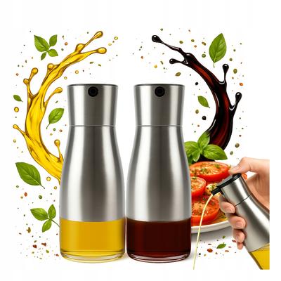 2X Dozownik Do Oliwy Octu Oleju 320 Ml Butelka Szklana Z Metalowa Zakrętką