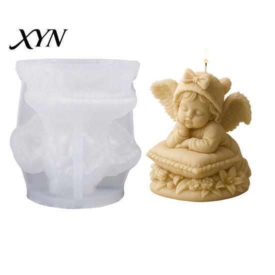 Candle Making Molds Jesus Silicone Mold, DIY Angel Buddha Skeleton Holy Family Mold Figurine Gypsum Cement Clay Epoxy Resin Casting Decoration