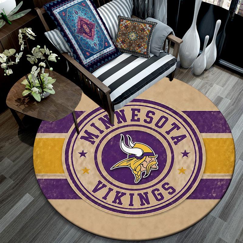 Minnesota Vikings3,Round Area Rug,Carpet Rug for Living Room Bedroom Sofa Playroom Decor,Non-slip Floor Mat