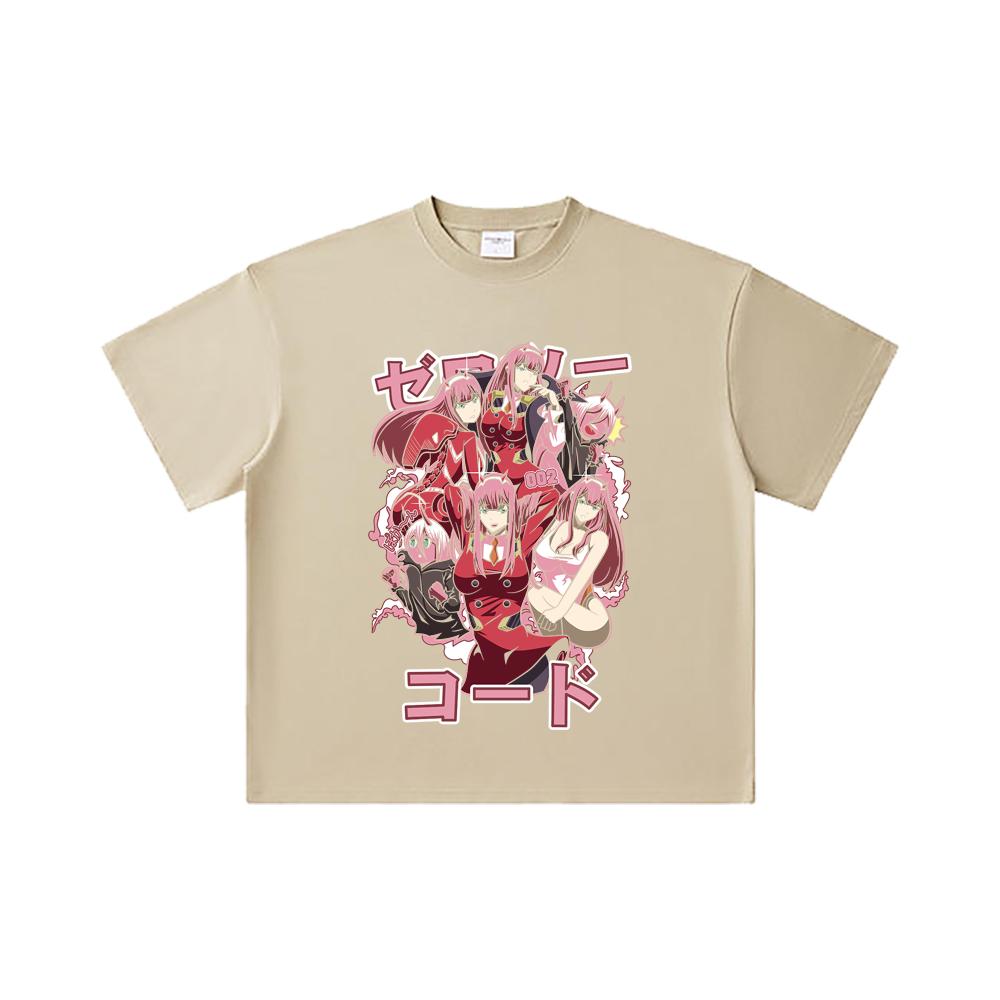 260 GSM Double Yarn 32 Count 100% Cotton Darling In The Franxx V3 Zero Two Print Unisex Heavy Cotton T Shirt