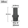 2pcs ID 20mm 1/2 Thread To 6/8/10/12/16mm PVC Hose Barb Connector Garden Hose Coupler Fitting Farm Irrigation PE Pipe Joint