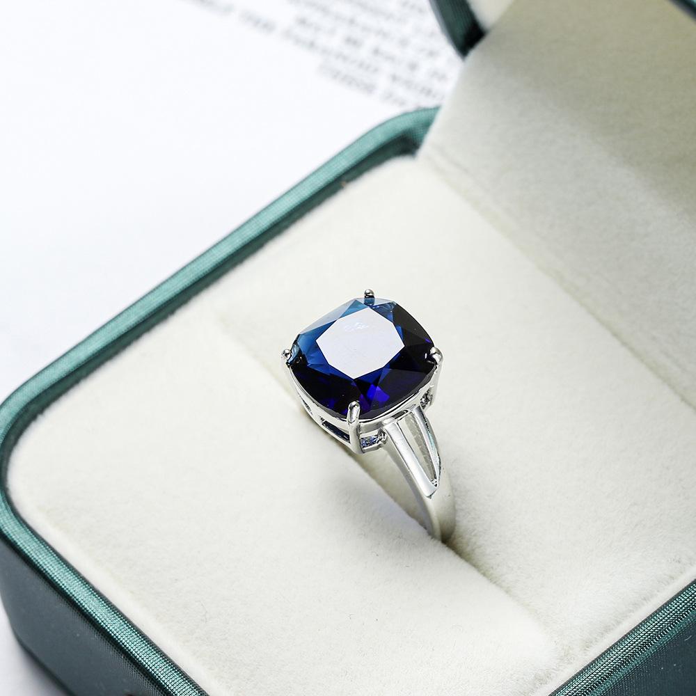 

Новые Модные Синие Квадратные Кольца на Четыре Лапки для Женщин Инкрустированные Цирконами Хрустальными Камнями Свадебные Женские Лучший Подарок Кольца 6