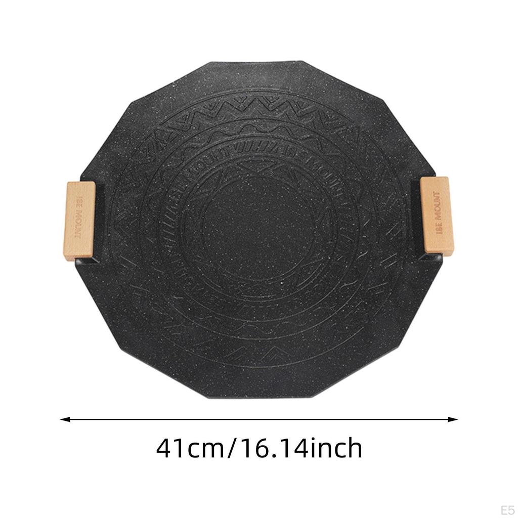 BBQ Grill Cooking Pan 16 In Cookware Removable Wood Handles Aluminum Alloy Tray Barbecue Plate for