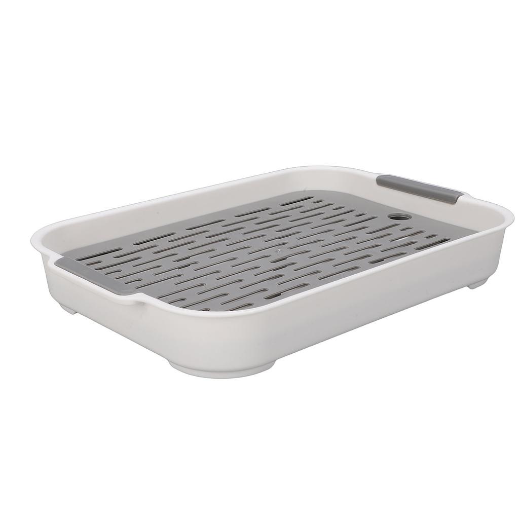 Cup Drying Tray Rectangular Plastic Double Layer Dish Drain Tray for Fruit Water Cup Snacks