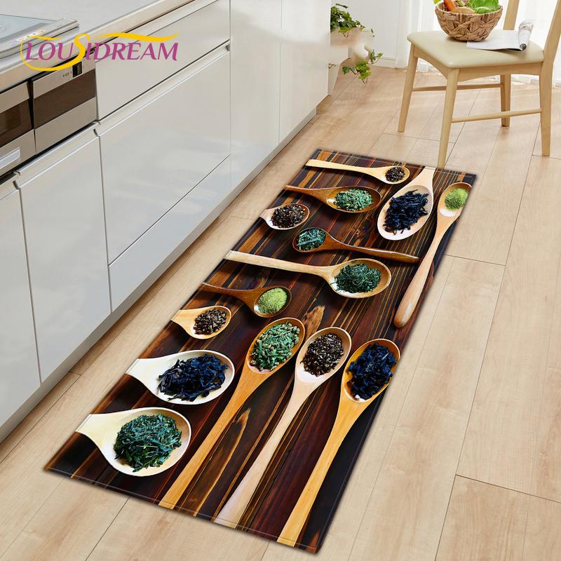 Cucina Spezie Condimento Cucchiaio Motivo Tappeti Tappetini Ingresso Cucina Corridoio Antiscivolo Decorativo Tappetino Pavimento Tappeto Area Regalo