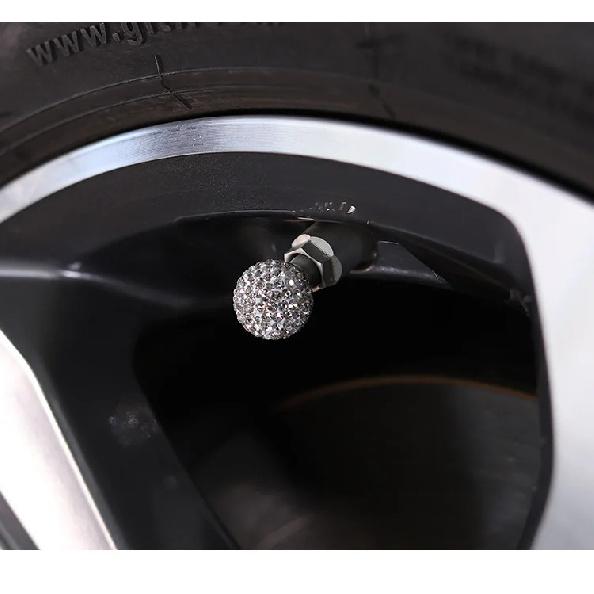 4Pcs/Lot Bling Rhinestone Universal Car Tire Valve Caps Crystal Diamond Shining Dustproof Valve Stem Caps Car Accessories