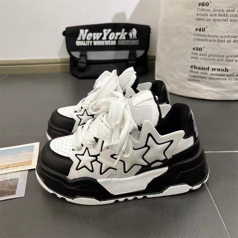 

Hong Kong style men s shoes ins super fire versatile thick sole heightening dad shoes spring new couple sports star white shoes 44