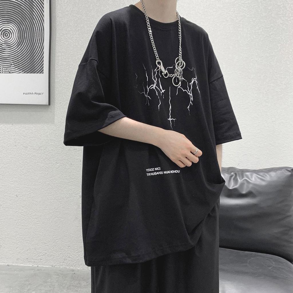 2021 Men's Short-Sleeve Summer Trendy Loose Hong Kong Style T-Shirt