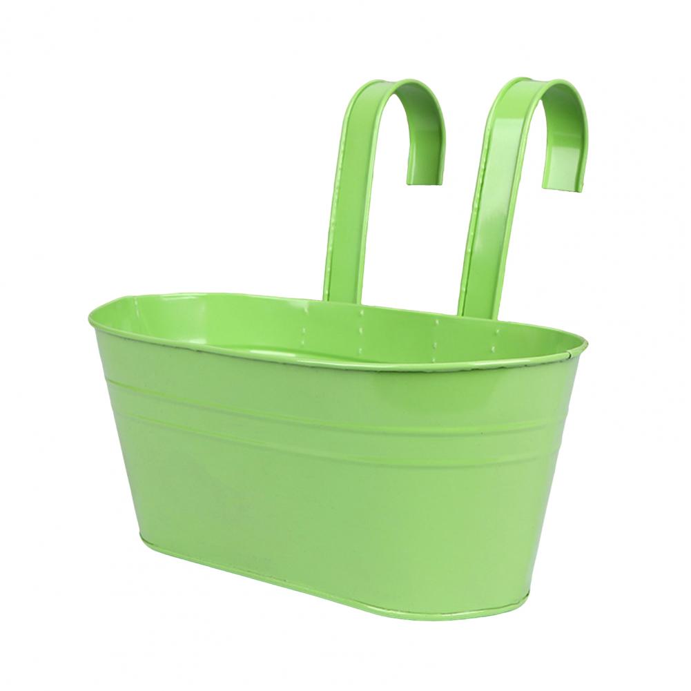 Metal Hanging Planter Window Flower Plant Holder with Drain Holes Removable Dual Hooks Flower Pot for Balcony Railing Fence