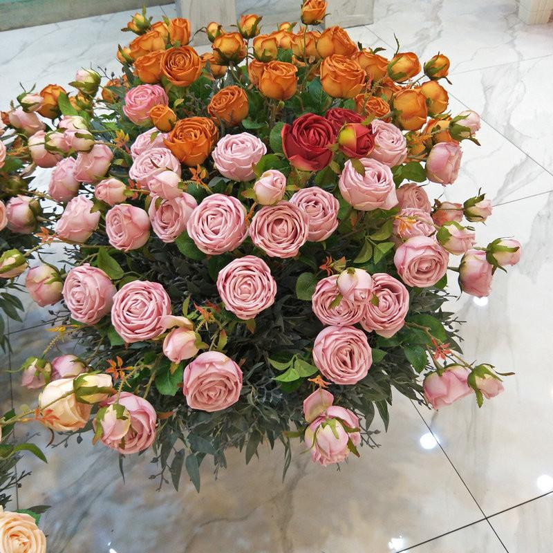 Silk Rose Realistic Floral Arrangement For Wedding And Home Gift Decoration