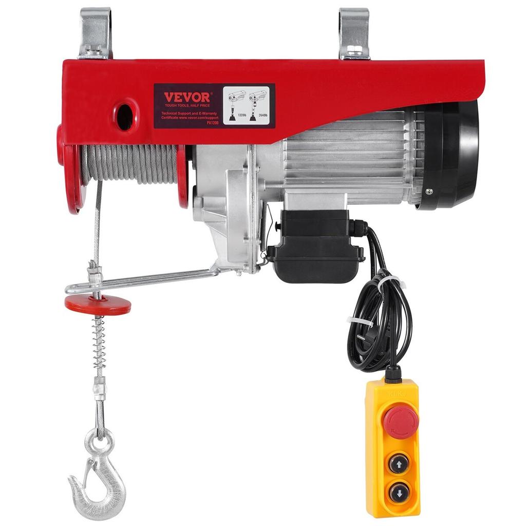 Electric Hoist Crane Winch 2640 lbs with 14 ft Wired Remote Control 230V