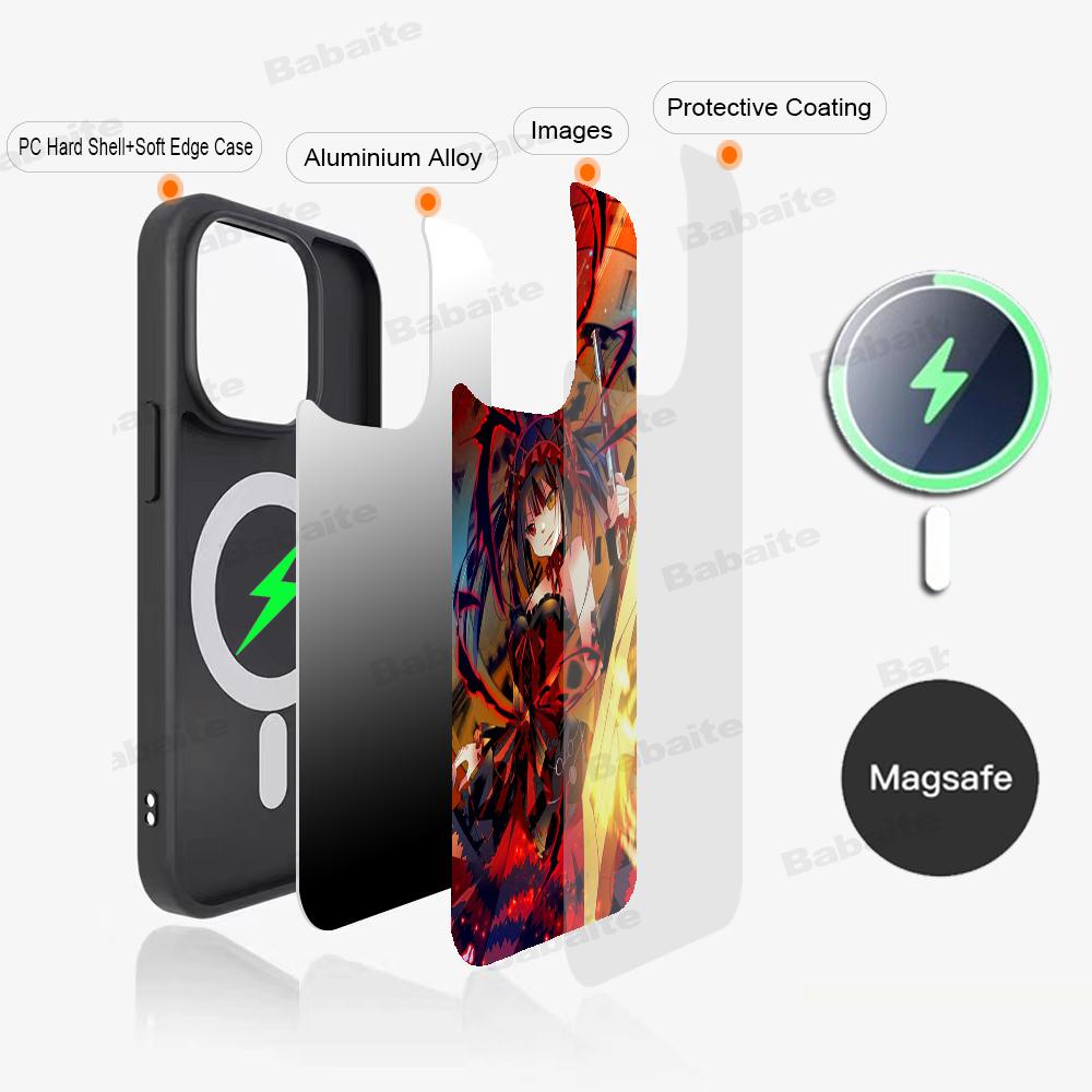 Cartoon K-Kurumi T-Tokisaki Phone Case Magnetic Case For IPhone 16 14 13 12 11 15 Pro Max Plus For Magsafe Wireless Charge Cover