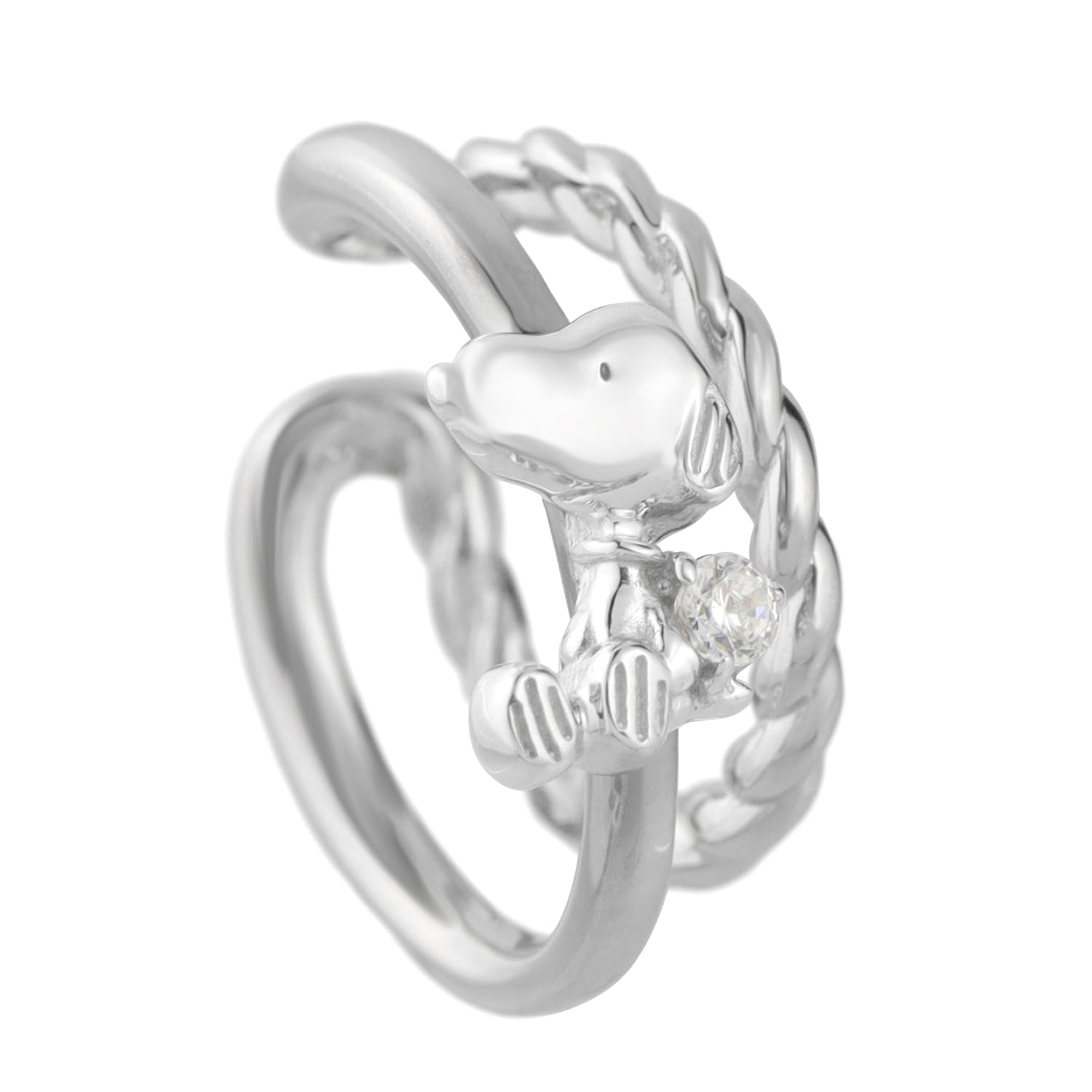 

SNOOPY Ear Cuff 2 Pieces 1P Single Ear Silver 925 Official PEANUTS Goods Character Zirconia Single Stone [SNOOPY] Women s