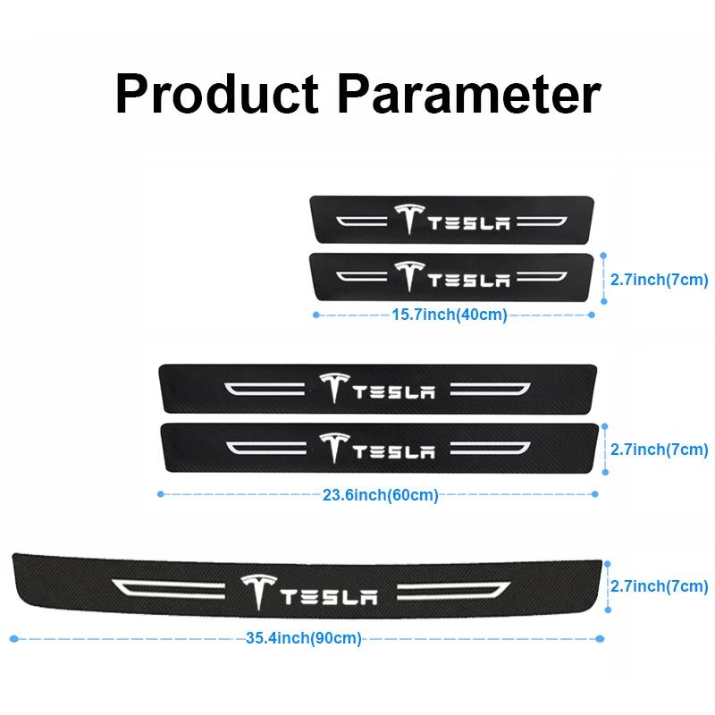 Carbon Fiber Car Door Sill Threshold Trunk Rear Stickers Scuff Scratch for Tesla Model 3 Y S X Roadster P85D P90D P100D Decal