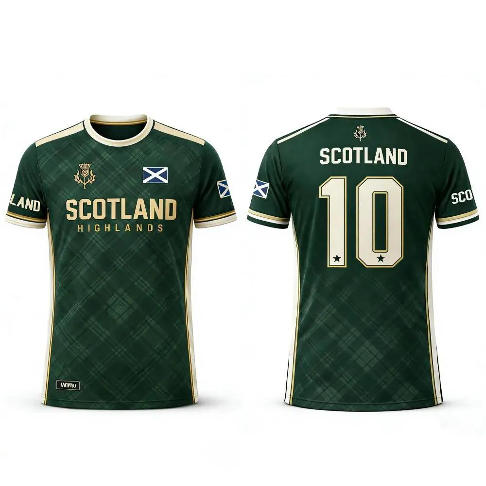 2026 Scotland Flag Printed Short Sleeve Tee Breathable Quick Dry Fabric Mens Football Training Sportswear Casual Daily Outfit