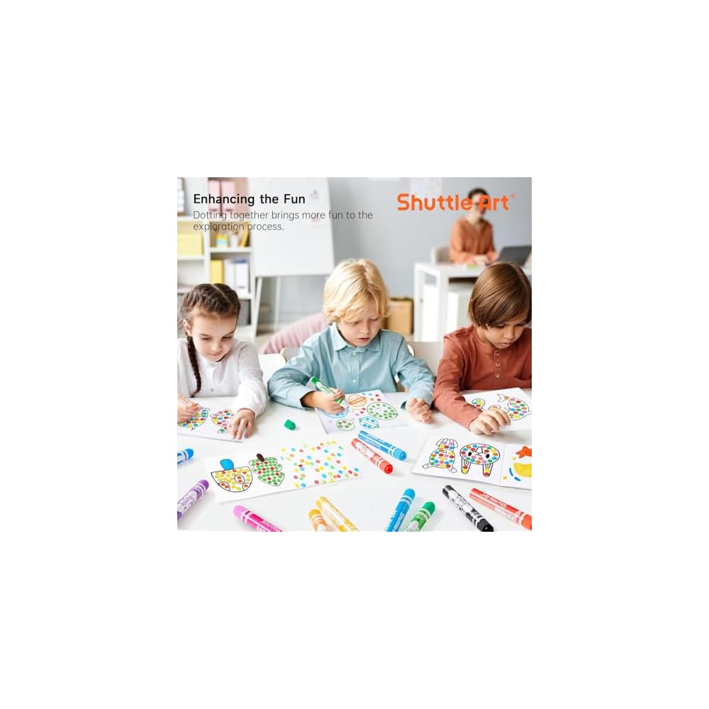 Shuttle Art Dot Marker Color Pens, 40-Color Set (12ml), Water-Based, Washable, Includes Coloring