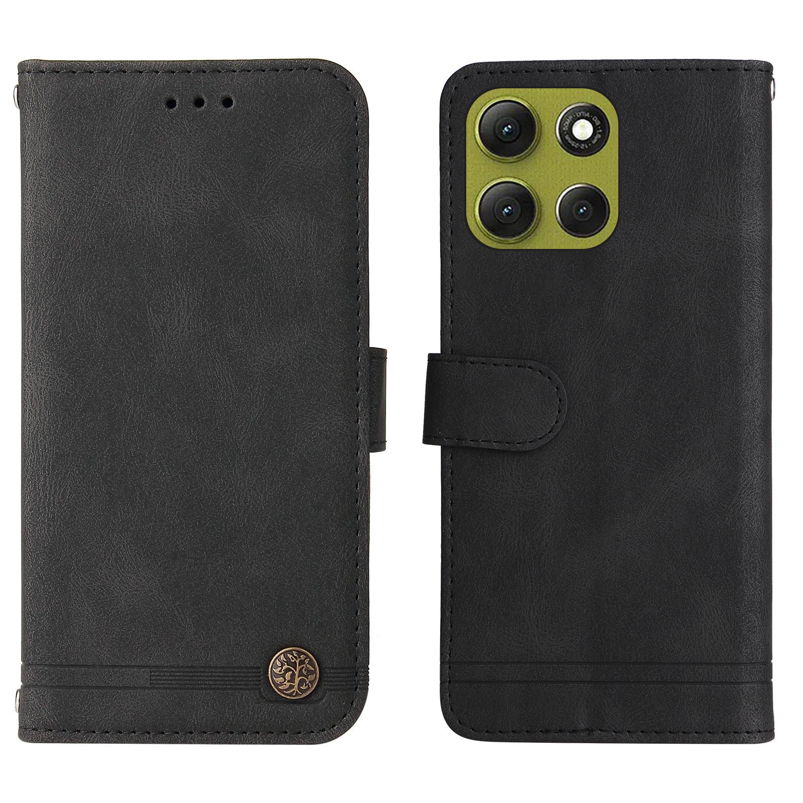 

For Motorola Moto G86 Power 5G/G86 5G Leather Wallet Cases Skin Touch Phone Cover Stand with Strap Black