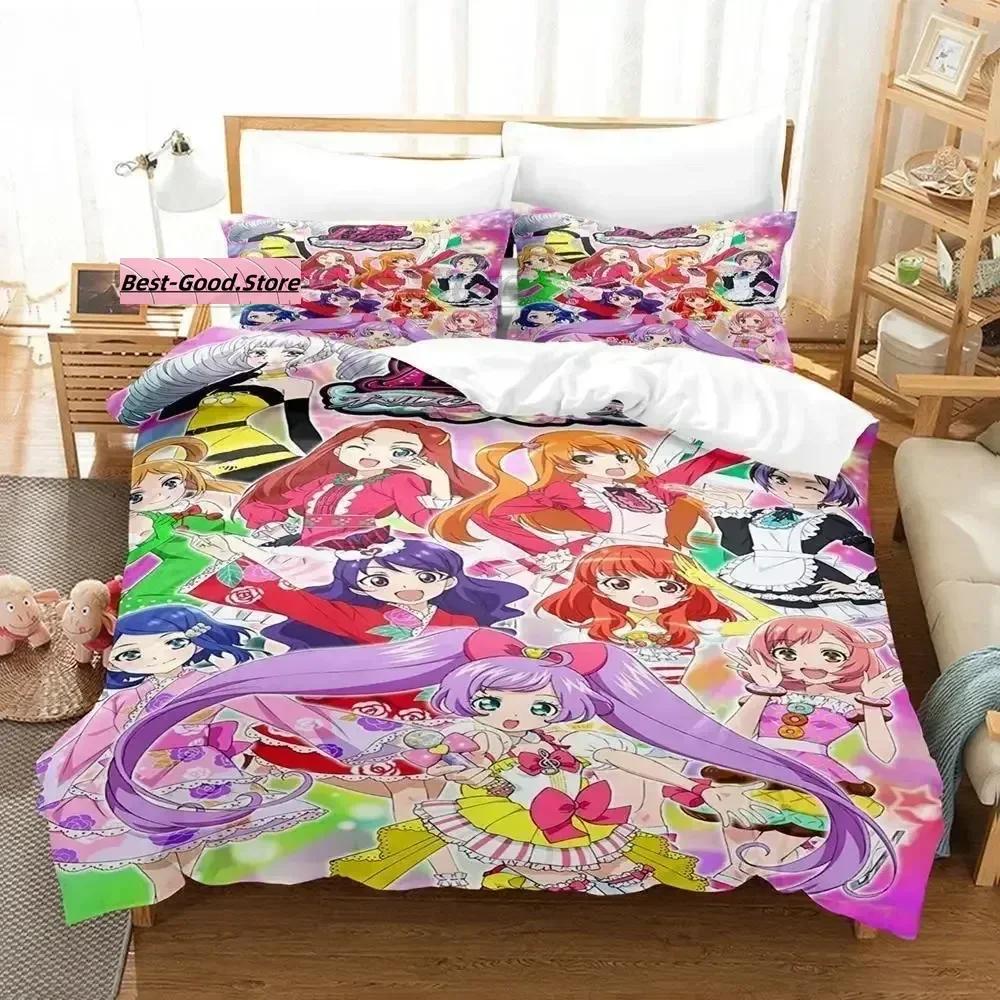 3D Kawaii Girls Idol Time Pripara Bedding Set Single Twin Full Queen King Size Bed Set Adult Kid Bedroom Anime Bed Sheet Set