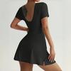 Yoga One-Piece Short Skirt Tight Back Fake Two-Piece Outdoor Fitness Anti-Light Sports Tennis Skirt Women
