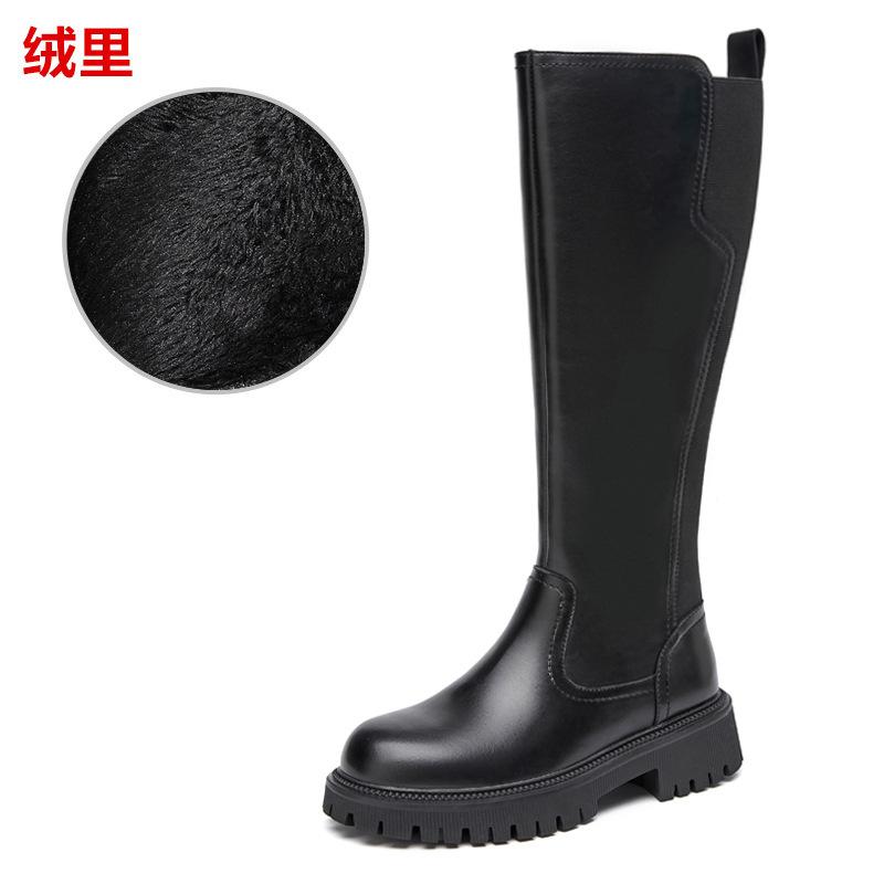 Autumn and winter new elastic thick leg high boots are sent on behalf of large tube circumference knight boots large size women's boots