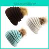 Stylish Winter Women's Knitted Beanie Hat With Versatile Pom Pom Design And Warm Material