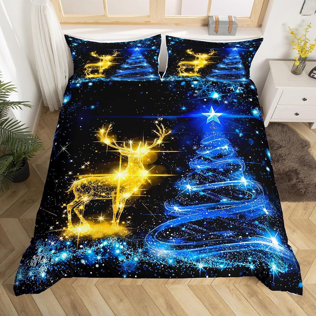 Christmas Snowman Down Comforter Set Bedding Set 3-piece Duvet Cover Set