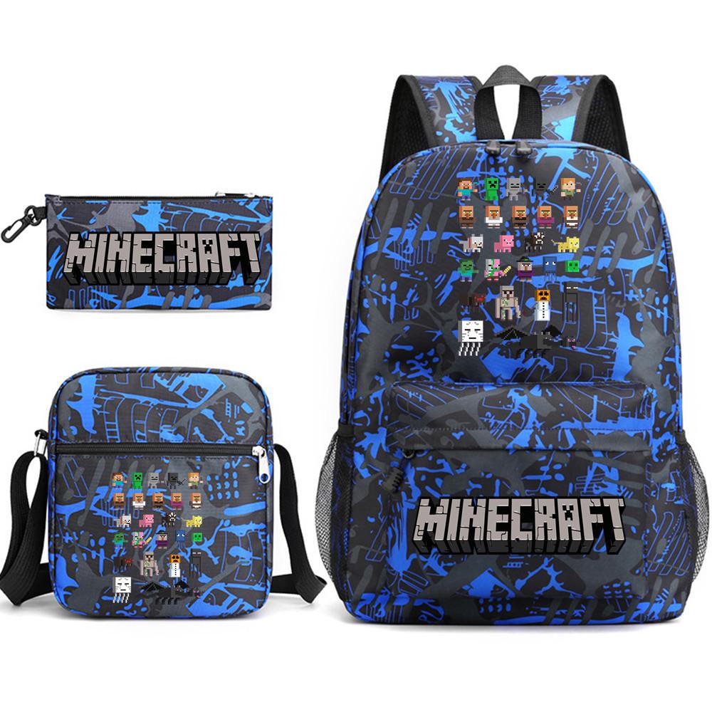 Minecraft Schooltas Game Merchandise Student Grote Capaciteit Print Drie Delige Schooltas Mannen En Vrouwen