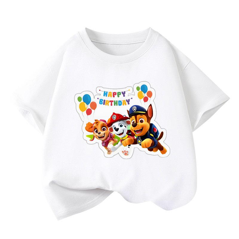 Paw Patrol Flag-Bearing Kids Short-Sleeve Cotton T-Shirt 140cm