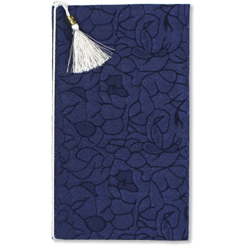 Maruai Fukusa (Western-style Envelope) with a Floral Pattern In Navy (Fuku-50DB)