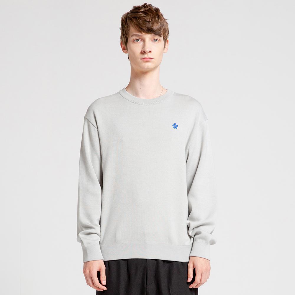 Via Bon De Via Unisex_Flower Soft Cotton Knit Sweatshirt (Melange Grey) Light Grey/2Xl