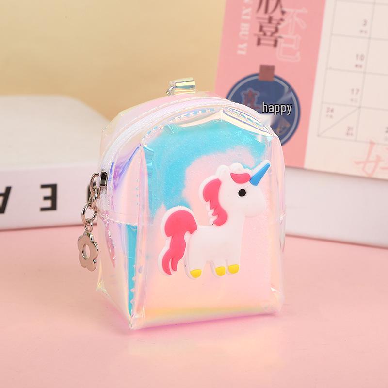 Korejský styl dívčí laserová peněženka na mince - Roztomilá mini peněženka na rtěnku, sluchátka a klíče