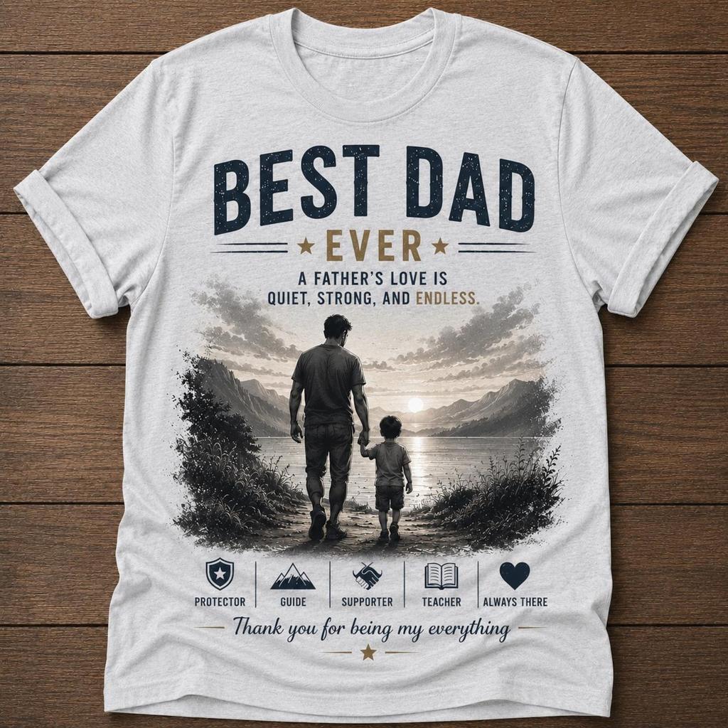 Best Dad Ever Father's Day Sunset Graphic T Shirt Gift for Dad