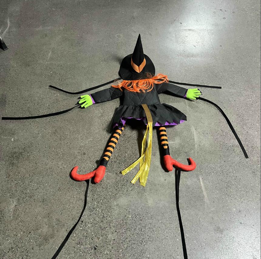 Halloween Tree-Hugging Witch Decoration: Outdoor Hanging Ornament