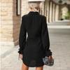 Early autumn new shirt skirt lapel black loose French shirt dress