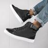 Baskets Casual Homme Grande Taille 48 Chaussures à Plateforme Confortables Tendance à Lacets Chaussures Vulcanisées Baskets Plates Noires