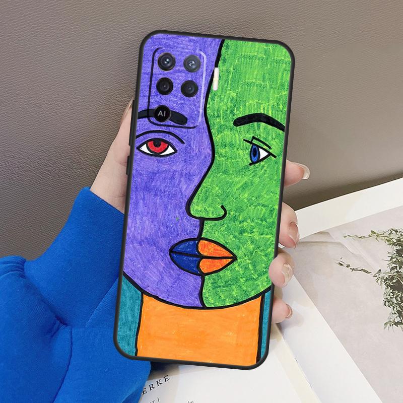 Painting Picasso Abstract Art Case For Oppo A94 A74 A54 A80 A60 A40 A18 A38 A58 A78 A98 A96 A76 A16 A15 A17 A57 A77 A5 Pro