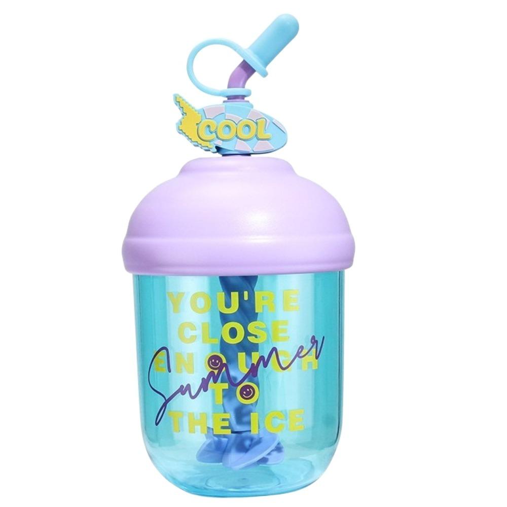 

Plastic Straw Water Bottles 600ml Whey Protein Shaker Bottle New Drinking Cup рожевий