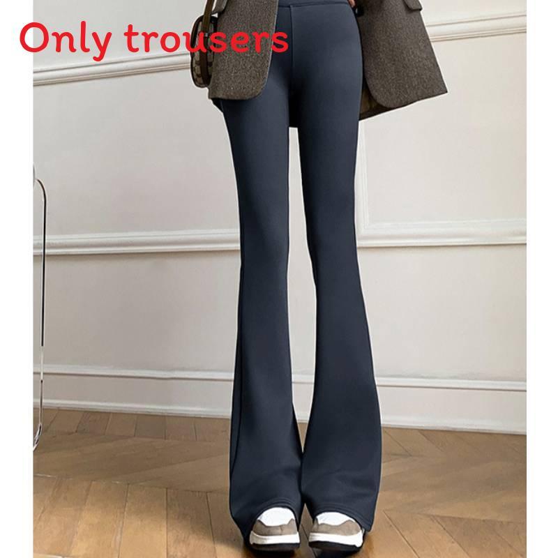 High Waist Flare Pants For Women With Polyester And Elastane For Casual Wear